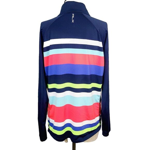 NWOT RLX Ralph Lauren Performance Striped Quarter Zip In‎ Surf Stripes XL Multi - Picture 4 of 11